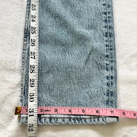 ZARA High Rise Full Length Straight Leg Blue Jeans--6 - Picture 16 of 16